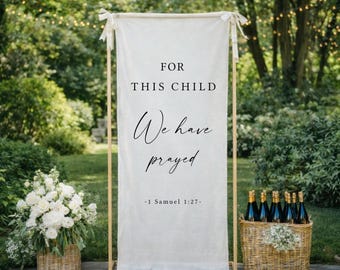 Christian Baby Shower Banner, For This Child We Have Prayed Sign, Bible Verse Baby Shower Decor