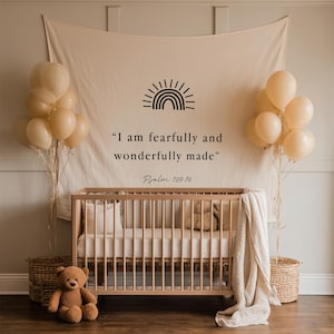 Christlicher Wandbehang mit Psalm 139: 14 - „Ich bin furchtbar und wunderbar gemacht“ Schrift, Kinderzimmer Wandkunst, Babypartygeschenk, Glaube Wohnkultur