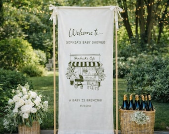Baby is Brewing Banner Cafe Theme Baby Shower Welcome Sign, Coffee Baby Shower Decor, Baby Shower Backdrop