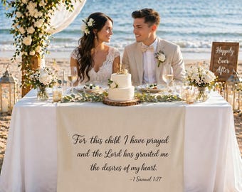 Christian Wedding Table Banner, Bible Verse Wedding Decor, Sweetheart Table Runner, Scripture Wedding Reception Sign