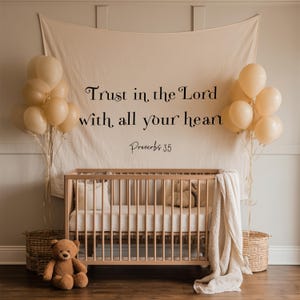 Christian Tapestry with Proverbs 3:5 – “Trust in the Lord with All Your Heart” Scripture Quote, Bible Verse Wall Art, Faith Home Decor