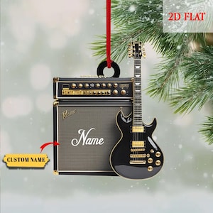 Personalized Guitar Acrylic Ornament, Custom Name Electric Guitar & Amp Holiday Gift for Musicians, Rock Band Lovers, Music Xmas Decoration