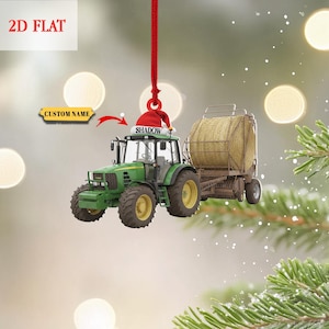 Personalized Tractor Ornament, Custom Name Farm Tractor Christmas Decor for Farmers, Ranchers, Tractor Lovers, Farm Life Holiday Gift