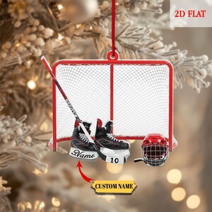 Custom Christmas Ice Hockey Ornament, Personalized Hockey Player Ornament 2025, Hockey Ornament for Kids, Ice Hockey Skates Acrylic Ornament