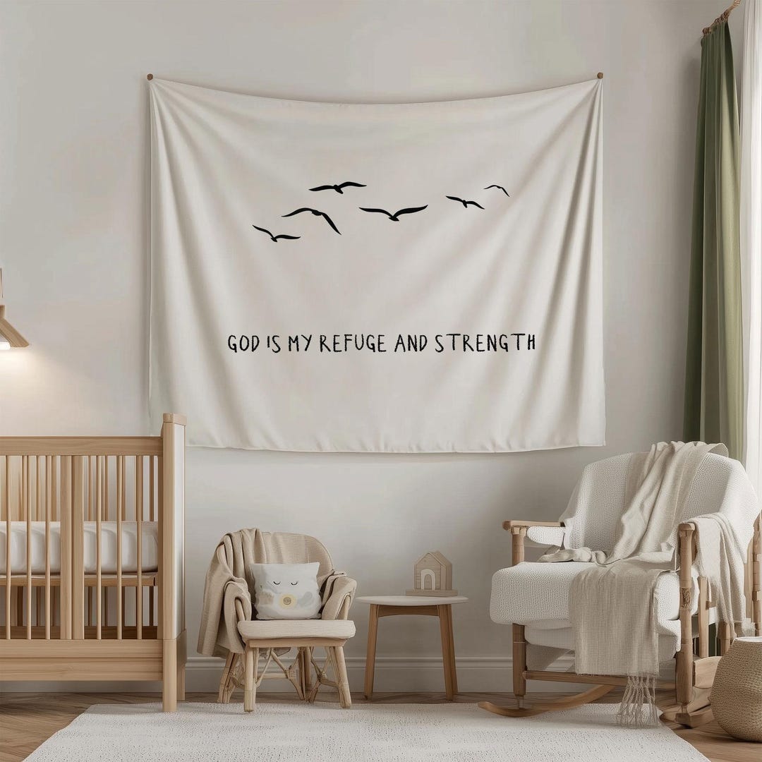 God is My Refuge Linen Tapestry: Christian Scripture Wall Art - Etsy