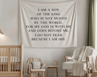 Christian Nursery Banner: "Son of the King" Bible Verse Tapestry