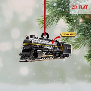 Personalisierte Zug Ornament, Name Steam Lokomotive Weihnachtsdekor, Eisenbahn Liebhaber Geschenk, Vintage Zug Urlaub Andenken für Kinder Erwachsene