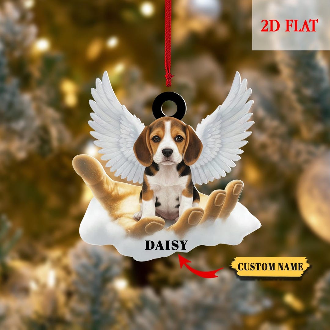 Custom Pet Name Christmas Angel Wings Keepsake, Personalized Dog ...