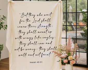 Isaiah 40:31 Tapestry, Bible Verse Wall Art, Christian Home Decor, Faith Scripture Banner, Inspirational Eagle Quote Gift, Religious Hanging