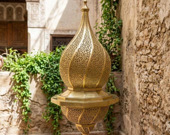 Handcrafted Moroccan Brass Pendant Lamp | Boho Ceiling Light Chandelier