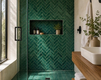 Moroccan Bejmat Zellige Tile 2x6  Handmade Terracotta Tile Kitchen Backsplash Tile  Bathroom Shower Tile  Floor & Wall Tile Made in Morocco