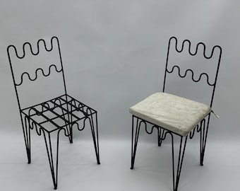 Handgemaakte Marokkaanse ijzeren stoel – Zwart smeedijzeren terrasmeubilair – Boho-tuinstoelen