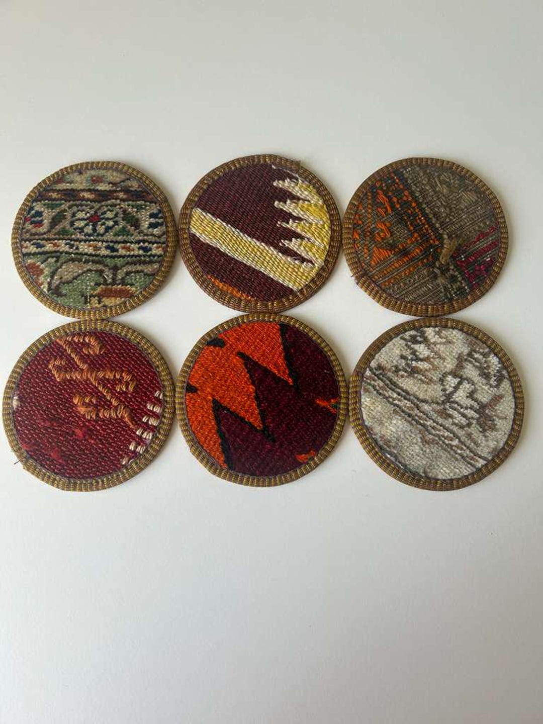 Set of 6 Handmade Coasters Inspired by Vintage Turkish Textiles - Etsy
