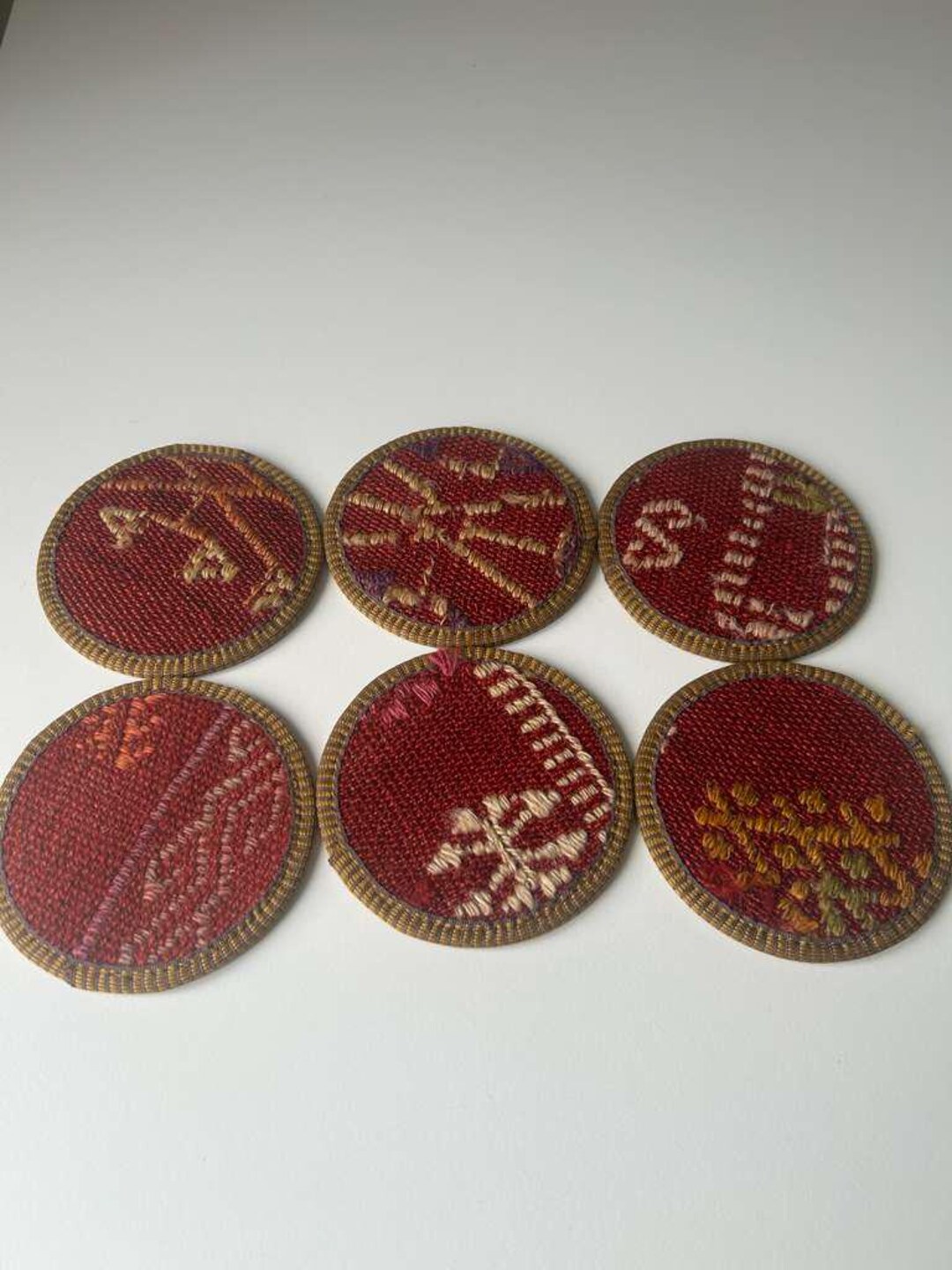 Set of 6 Handmade Coasters Inspired by Vintage Turkish Textiles - Etsy