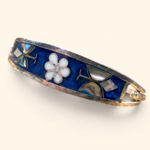 Vintage Taxco Sterling Abalone Inlay Gångjärnsarmband