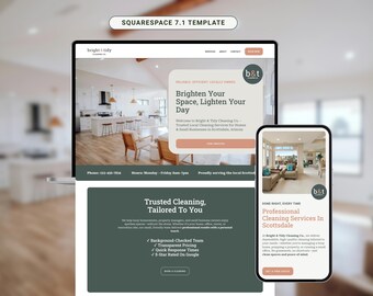 Reinigungsunternehmen Website Template für Squarespace: Bearbeitbares Squarespace Website Template für Lokale Reinigungsunternehmen