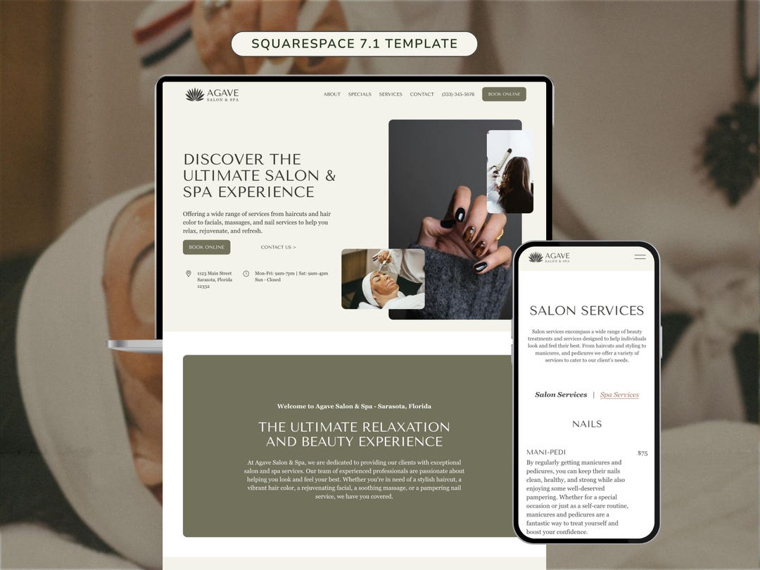 Beauty Salon Website Template, Squarespace Website Template for Lash