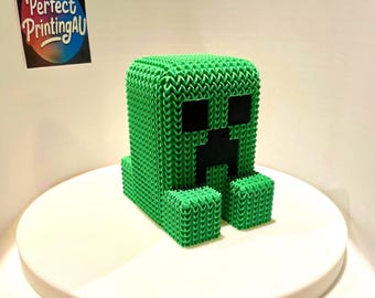 Creeper de Minecraft, figura de pixel art verde con aspecto de punto impresa en 3D, regalo para gamers, decoración de escritorio, juguete coleccionable.