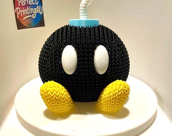 Figura de Mario Bob-omb, con aspecto de punto impreso en 3D, inspirada en Super Mario, decoración de gamer, juguete coleccionable