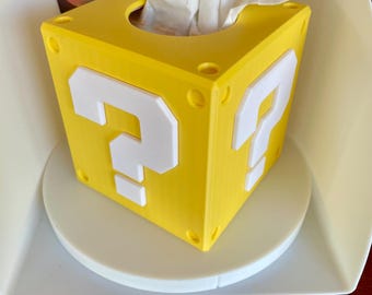 Funda para caja de pañuelos con diseño de bloques de preguntas de Super Mario, decoración de jugador impresa en 3D