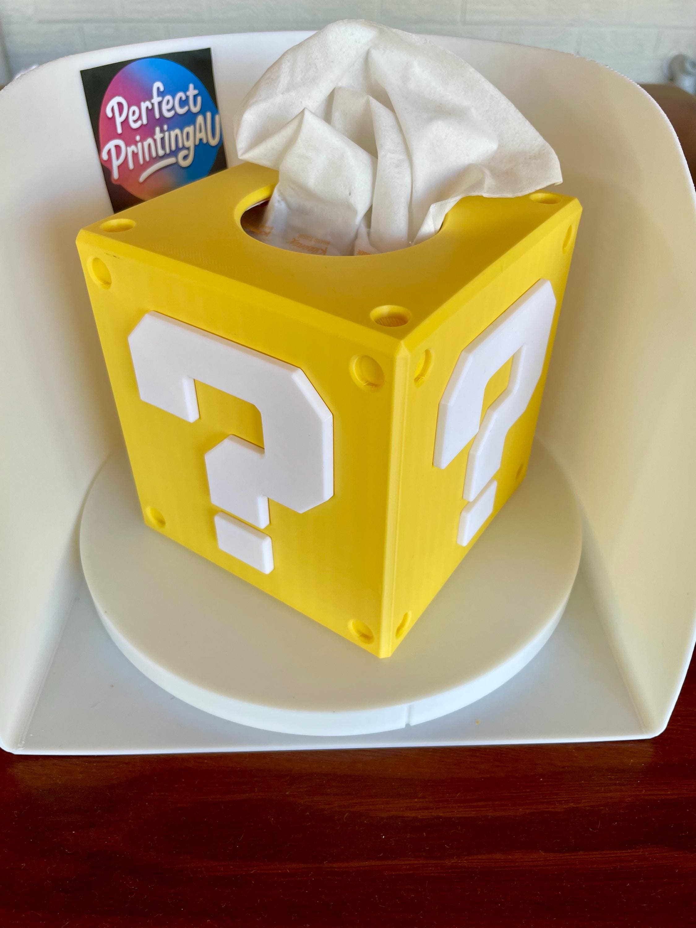 Super Mario Question Block Tissue Box Cover, 3D Printed Gamer Decor ...