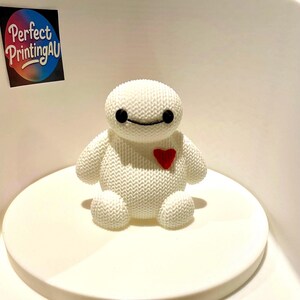 Baymax 3D Printed Knitted Look, Hug Bot Figurine, Cute Decor, Disney Big Hero 6, Fan Gift