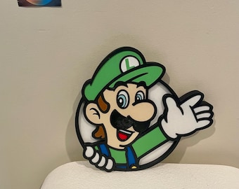 Arte de pared de Luigi, decoración de jugador de Super Mario, impresión 3D