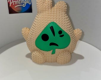 Figura impresa en 3D de Korok, la leyenda de Zelda, con aspecto de punto