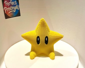 Super Mario Star, 3D Printed Knitted Look, Gamer Desk Decor