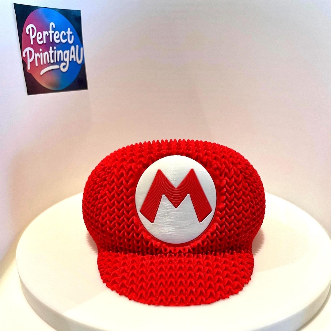 Mario Hat, 3D Printed Knitted Look, Super Mario Gamer Decor - Etsy