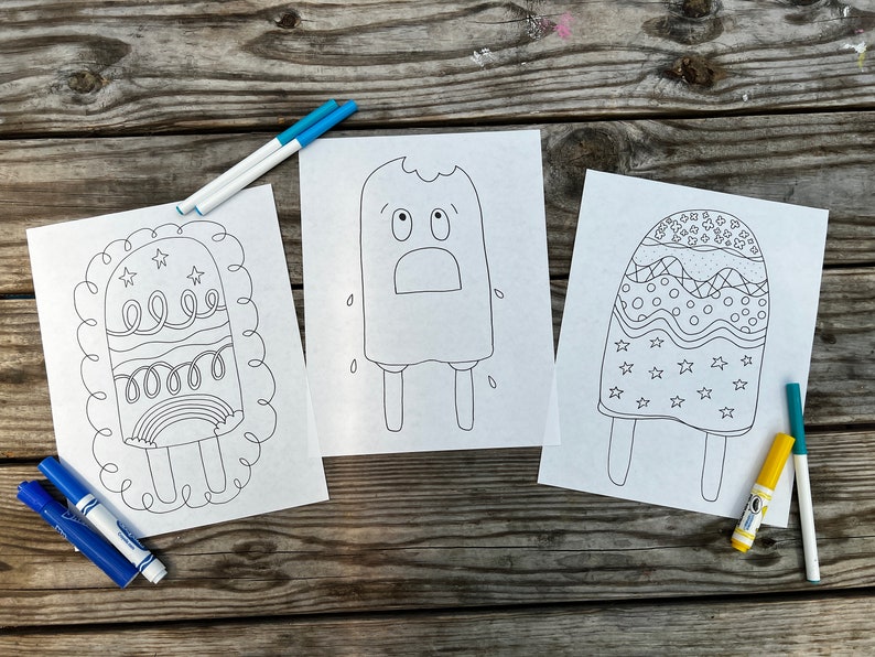 Sweet Popsicle Coloring Pages for Kids | Instant Printable for Summer