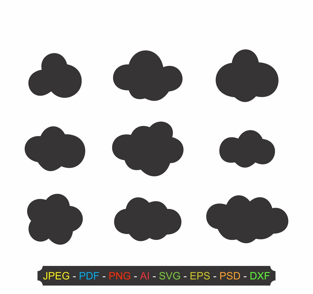 Black Clouds Clipart Bundle | Dark Cloud Digital Art SVG PNG JPG ...