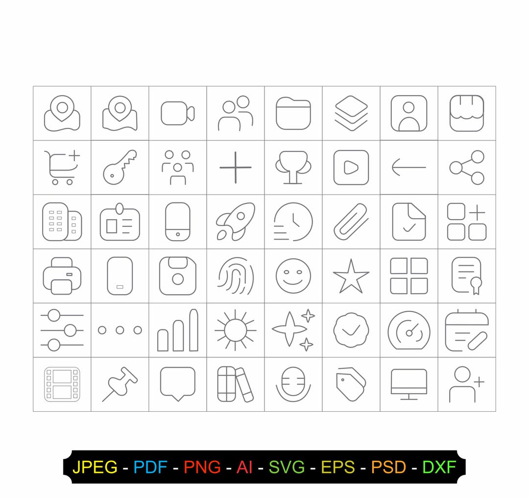 Line Icon Bundle Minimal Line Icons Bundle | 48 Outline Icons for Apps, Websites and UI ...