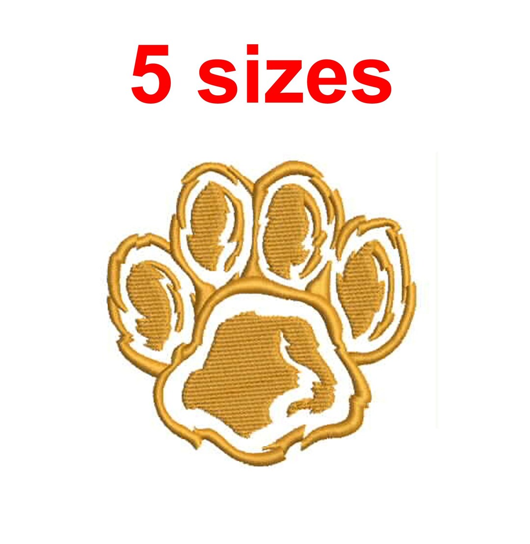 Tiger Paw Print Embroidery Design, Outline Stitch Pet Design (instant