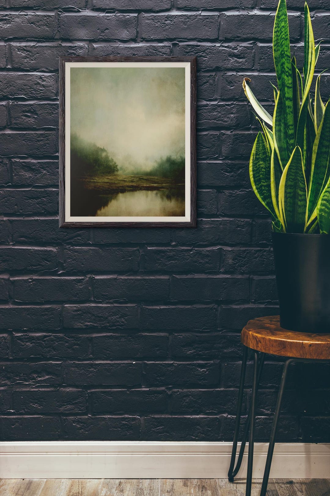 Moody Foggy Forest Landscape Wall Art – Vintage Misty Woodland Print ...