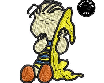 Linus with Blanket Embroidery Design, Digital Download, Peanuts-Inspired Machine Embroidery Pattern