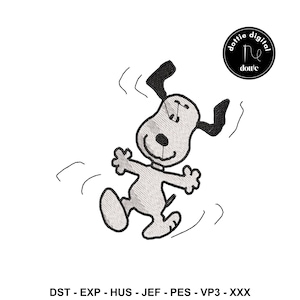 Snoopy Dancing Embroidery Design, Digital Download, Peanuts-Inspired Machine Embroidery Pattern (DST,  PES, XXX, and More)