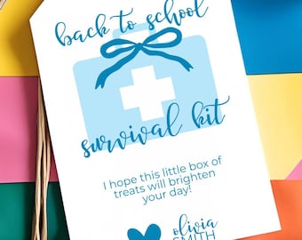 Back to School Gift Tag | First Day of School Gift Tag | Teacher Gift Tag | Teacher Survival Kit Gift | Editable Template Teacher Gift Tag