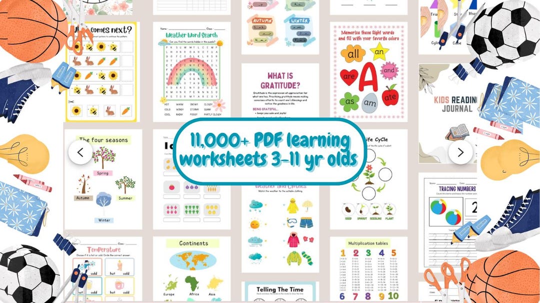 11,000+ Inspirational Learning Worksheets for 3-11 Year Olds (bundle ...
