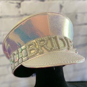 Iridescent & Silver Bride Captain Hat