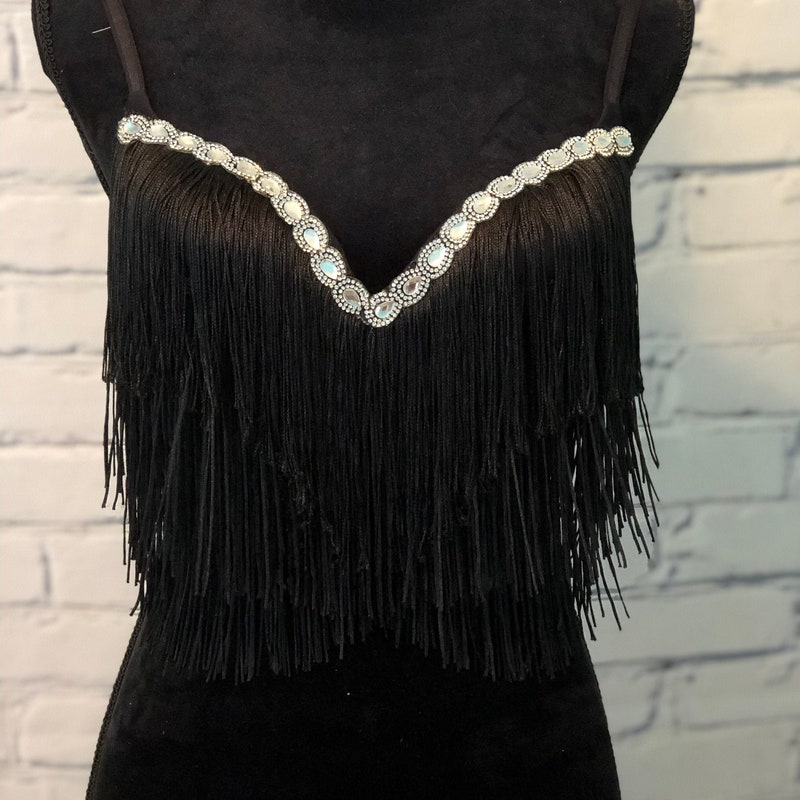 Fringe Sleeveless Top – Black main image 0