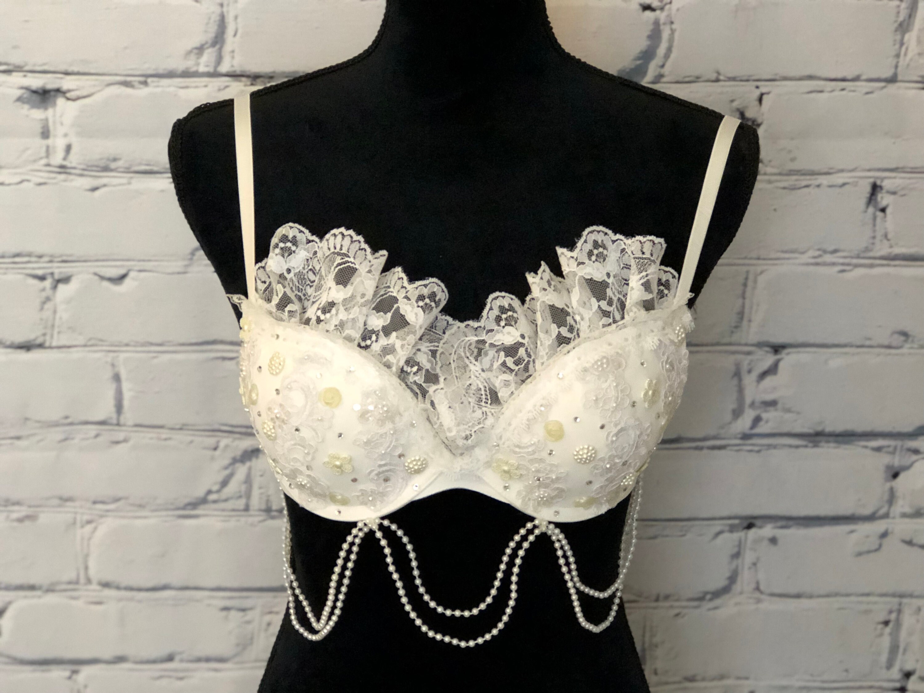 Lace & Pearl Bridal Rave Bra For any Rave Outfit edm Bra | Etsy