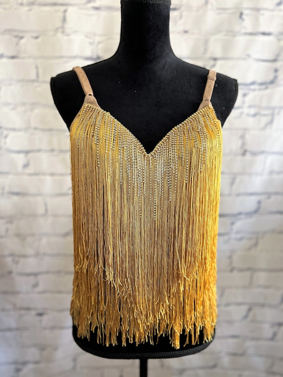 gold fringe crop top