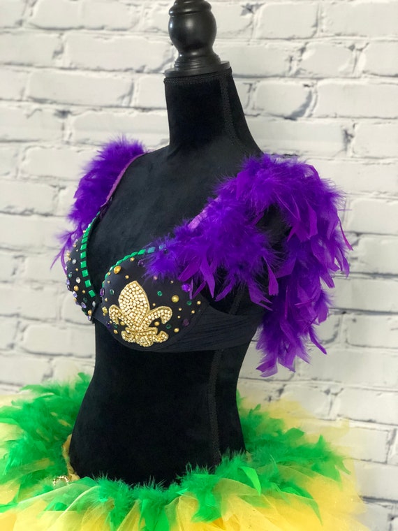 Purple and Green Mardi Gras Top Rave Wear, Festival Outfit, or