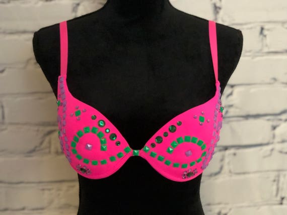 Pink Neon Rave Bra Perfect for Any Rave Outfit, Edm Bra, Exotic