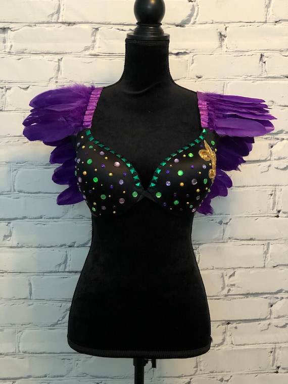 Purple and Green Mardi Gras Top Rave Wear, Festival Outfit, or Pole Dance  Wear 