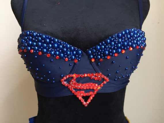 Supergirl Rave Bra  Beaded DC Comics EDM Outfit - Etsy