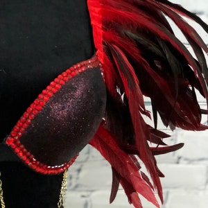 Red & Black Feather Rave Bra - Etsy