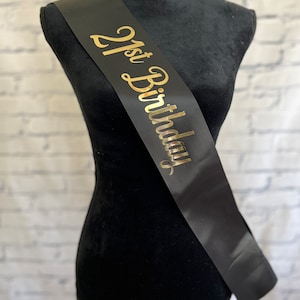 Black and Gold Milestone Birthday Party Sash