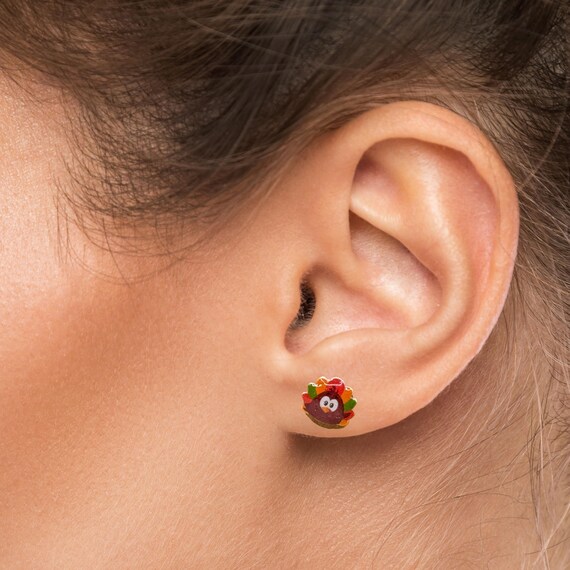 Handmade Turkey Stud Earrings: Festive Fall Thanksgiving Jewelry
